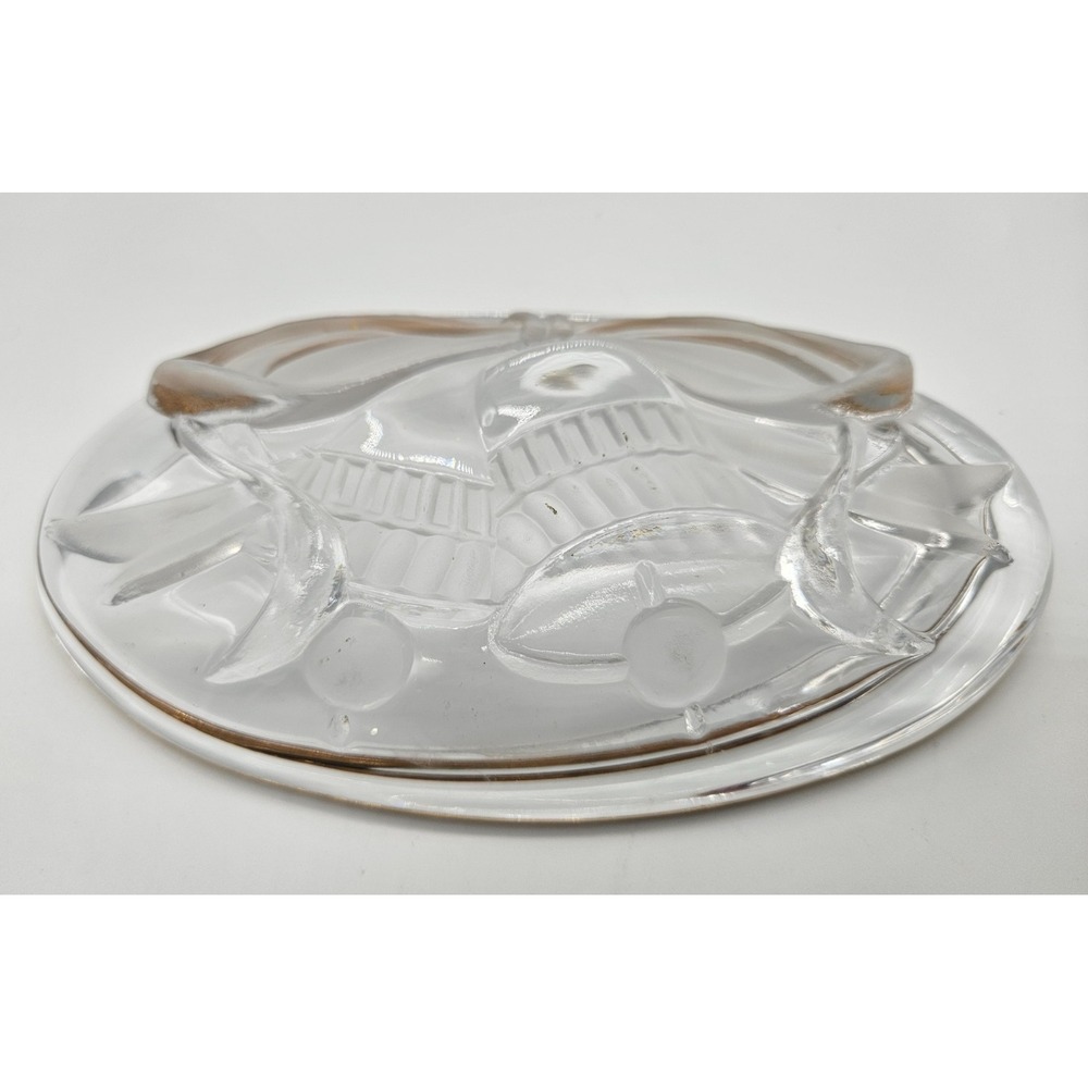 Mikasa Studio Nova Oval Glass Dish Gold Gilt Rim Bells And Ribbons Design 7" - Picture 10 of 11
